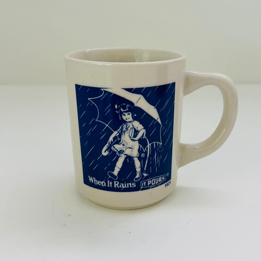 MORTON SALT 1914 Commemorative Logo "When It Rains It Pours" Coffee Mug Cup